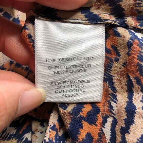 Joie Women’s Brown Animal Print 100% Silk Sleeveless Racer Back top Size M - Picture 8 of 9